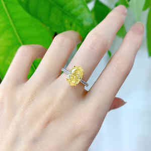 S925 Sterling Silver Ring with High Carbon cubic zirconia, 8*12 Elliptical Radiant Cut