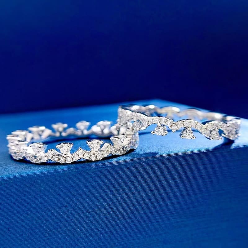 Full-cubic zircons Band Ring with Lace