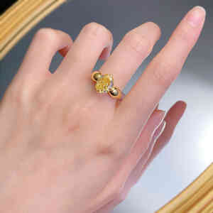 Imported High-Carbon 8x10mm Snowflake-Cut Yellow cubic zirconia 925 Silver European-American Style Ring