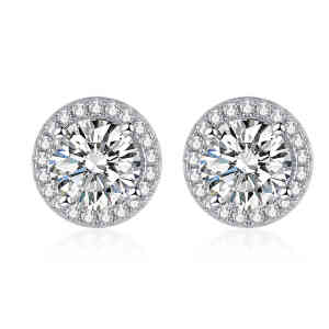Ultra-Sparkle Round Full-Zirconia Stud Earrings