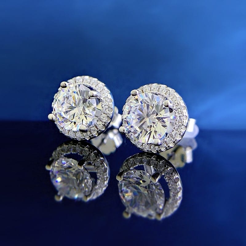 Ultra-Sparkle Round Full-Zirconia Stud Earrings - Image 3